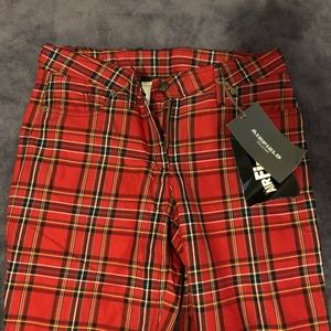 AIRFIELD plaid pants zipper Rockstud NWT fashion